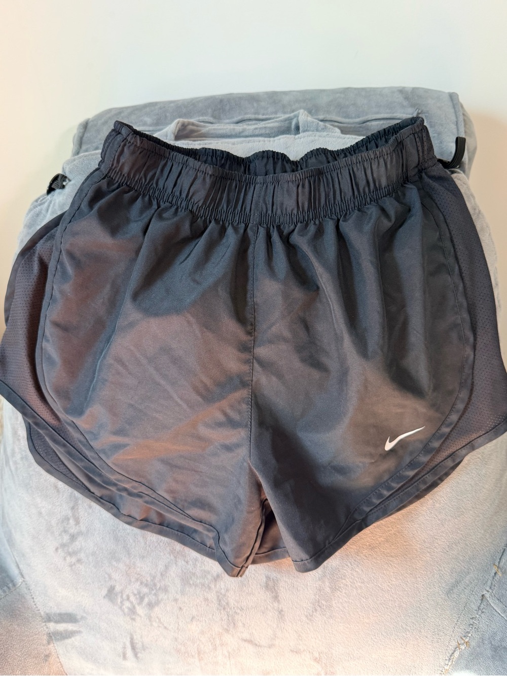 Nike Women’s Black Athletic Running Shorts with White Swoosh